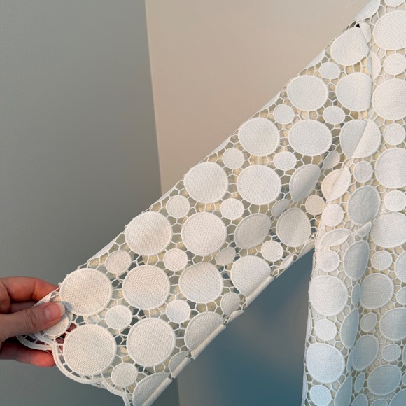 RSVP by Talbots Corded Lace Blouse Cream Fully Lined Classic Elegance EUC Large - Picture 4 of 11